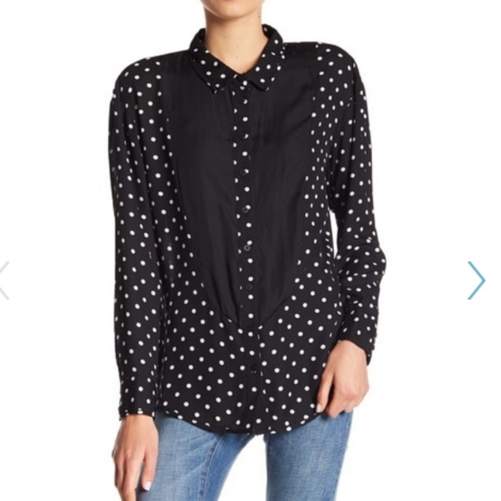 One Teaspoon Lexington polka dot tuxedo shirt NWOT